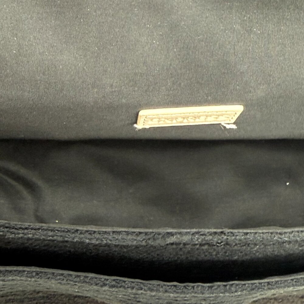 Express Tweed Faux Leather Trim Horsebit Crossbody Bag Black 10" x 5.5" x 3" - Picture 8 of 8